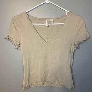 H&M Light Grey ruffled t-shirt